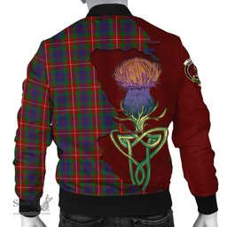 Scottish Fraser of Lovat Tartan Family Crest with Thistle and Scotland Map Tartan Plaid Bomber Jacket Scottish Plaid Tartan Plaid - ScotsTee - scotstee.com