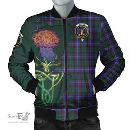 Scottish Guthrie Modern Tartan Family Crest with Thistle and Scotland Map Tartan Plaid Bomber Jacket Scottish Plaid Tartan Plaid - ScotsTee - scotstee.com