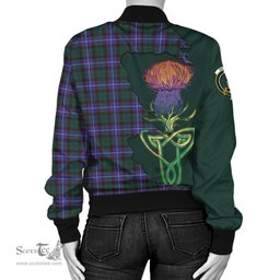 Scottish Guthrie Modern Tartan Family Crest with Thistle and Scotland Map Tartan Plaid Bomber Jacket Scottish Plaid Tartan Plaid - ScotsTee - scotstee.com