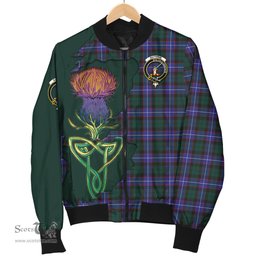 Scottish Guthrie Modern Tartan Family Crest with Thistle and Scotland Map Tartan Plaid Bomber Jacket Scottish Plaid Tartan Plaid - ScotsTee - scotstee.com