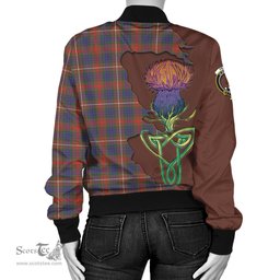 Scottish Fraser Hunting Modern Tartan Family Crest with Thistle and Scotland Map Tartan Plaid Bomber Jacket Scottish Plaid Tartan Plaid - ScotsTee - scotstee.com