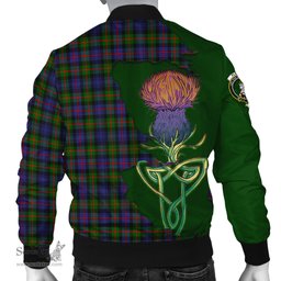 Scottish Fleming Tartan Family Crest with Thistle and Scotland Map Tartan Plaid Bomber Jacket Scottish Plaid Tartan Plaid - ScotsTee - scotstee.com