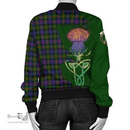 Scottish Fleming Tartan Family Crest with Thistle and Scotland Map Tartan Plaid Bomber Jacket Scottish Plaid Tartan Plaid - ScotsTee - scotstee.com