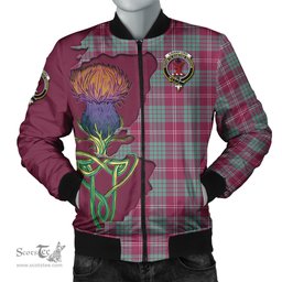 Scottish Crawford Ancient Tartan Family Crest with Thistle and Scotland Map Tartan Plaid Bomber Jacket Scottish Plaid Tartan Plaid - ScotsTee - scotstee.com