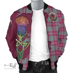 Scottish Crawford Ancient Tartan Family Crest with Thistle and Scotland Map Tartan Plaid Bomber Jacket Scottish Plaid Tartan Plaid - ScotsTee - scotstee.com