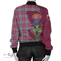 Scottish Crawford Ancient Tartan Family Crest with Thistle and Scotland Map Tartan Plaid Bomber Jacket Scottish Plaid Tartan Plaid - ScotsTee - scotstee.com