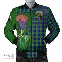 Scottish Douglas Tartan Family Crest with Thistle and Scotland Map Tartan Plaid Bomber Jacket Scottish Plaid Tartan Plaid - ScotsTee - scotstee.com