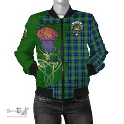 Scottish Douglas Tartan Family Crest with Thistle and Scotland Map Tartan Plaid Bomber Jacket Scottish Plaid Tartan Plaid - ScotsTee - scotstee.com