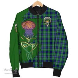 Scottish Douglas Tartan Family Crest with Thistle and Scotland Map Tartan Plaid Bomber Jacket Scottish Plaid Tartan Plaid - ScotsTee - scotstee.com