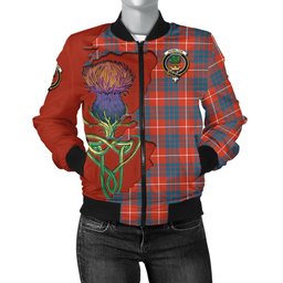 Scottish Hamilton Ancient Tartan Family Crest with Thistle and Scotland Map Tartan Plaid Bomber Jacket Scottish Plaid Tartan Plaid - ScotsTee - scotstee.com