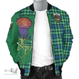 Scottish Graham of Montrose Ancient Tartan Family Crest with Thistle and Scotland Map Tartan Plaid Bomber Jacket Scottish Plaid Tartan Plaid - ScotsTee - scotstee.com