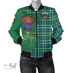 Scottish Graham of Montrose Ancient Tartan Family Crest with Thistle and Scotland Map Tartan Plaid Bomber Jacket Scottish Plaid Tartan Plaid - ScotsTee - scotstee.com