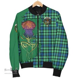 Scottish Graham of Montrose Ancient Tartan Family Crest with Thistle and Scotland Map Tartan Plaid Bomber Jacket Scottish Plaid Tartan Plaid - ScotsTee - scotstee.com