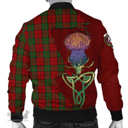 Scottish Dunbar Tartan Family Crest with Thistle and Scotland Map Tartan Plaid Bomber Jacket Scottish Plaid Tartan Plaid - ScotsTee - scotstee.com