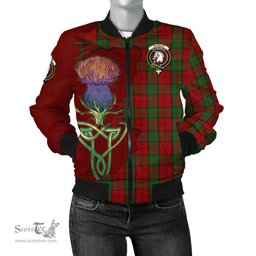 Scottish Dunbar Tartan Family Crest with Thistle and Scotland Map Tartan Plaid Bomber Jacket Scottish Plaid Tartan Plaid - ScotsTee - scotstee.com