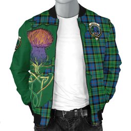 Scottish Forsyth Ancient Tartan Family Crest with Thistle and Scotland Map Tartan Plaid Bomber Jacket Scottish Plaid Tartan Plaid - ScotsTee - scotstee.com