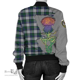 Scottish Graham Dress Tartan Family Crest with Thistle and Scotland Map Tartan Plaid Bomber Jacket Scottish Plaid Tartan Plaid - ScotsTee - scotstee.com