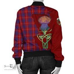 Scottish Hamilton Tartan Family Crest with Thistle and Scotland Map Tartan Plaid Bomber Jacket Scottish Plaid Tartan Plaid - ScotsTee - scotstee.com