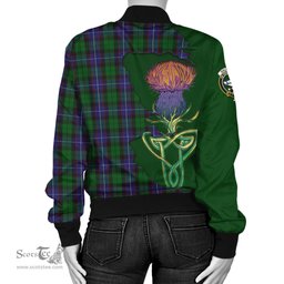Scottish Galbraith Tartan Family Crest with Thistle and Scotland Map Tartan Plaid Bomber Jacket Scottish Plaid Tartan Plaid - ScotsTee - scotstee.com