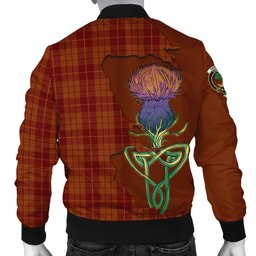 Scottish Hamilton Red Tartan Family Crest with Thistle and Scotland Map Tartan Plaid Bomber Jacket Scottish Plaid Tartan Plaid - ScotsTee - scotstee.com