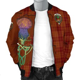 Scottish Hamilton Red Tartan Family Crest with Thistle and Scotland Map Tartan Plaid Bomber Jacket Scottish Plaid Tartan Plaid - ScotsTee - scotstee.com