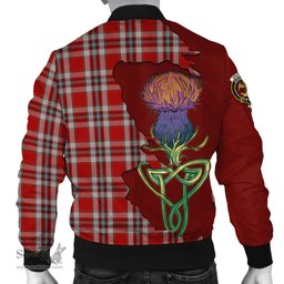 Scottish Drummond of Perth Dress Tartan Family Crest with Thistle and Scotland Map Tartan Plaid Bomber Jacket Scottish Plaid Tartan Plaid - ScotsTee - scotstee.com