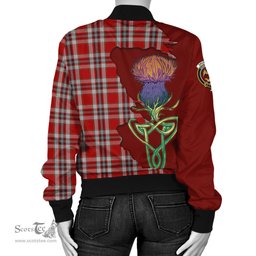 Scottish Drummond of Perth Dress Tartan Family Crest with Thistle and Scotland Map Tartan Plaid Bomber Jacket Scottish Plaid Tartan Plaid - ScotsTee - scotstee.com