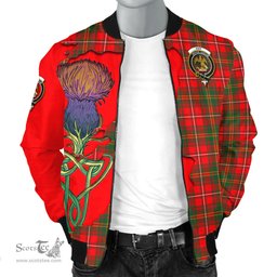 Scottish Hay Modern Tartan Family Crest with Thistle and Scotland Map Tartan Plaid Bomber Jacket Scottish Plaid Tartan Plaid - ScotsTee - scotstee.com