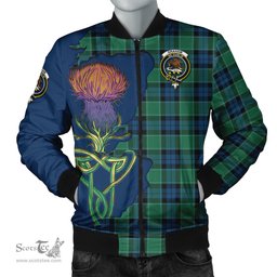 Scottish Graham of Menteith Ancient Tartan Family Crest with Thistle and Scotland Map Tartan Plaid Bomber Jacket Scottish Plaid Tartan Plaid - ScotsTee - scotstee.com