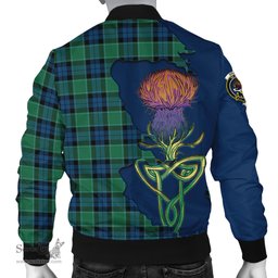 Scottish Graham of Menteith Ancient Tartan Family Crest with Thistle and Scotland Map Tartan Plaid Bomber Jacket Scottish Plaid Tartan Plaid - ScotsTee - scotstee.com