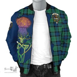 Scottish Graham of Menteith Ancient Tartan Family Crest with Thistle and Scotland Map Tartan Plaid Bomber Jacket Scottish Plaid Tartan Plaid - ScotsTee - scotstee.com