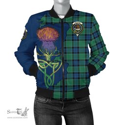 Scottish Graham of Menteith Ancient Tartan Family Crest with Thistle and Scotland Map Tartan Plaid Bomber Jacket Scottish Plaid Tartan Plaid - ScotsTee - scotstee.com