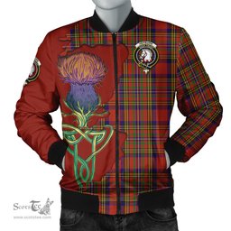 Scottish Hepburn Tartan Family Crest with Thistle and Scotland Map Tartan Plaid Bomber Jacket Scottish Plaid Tartan Plaid - ScotsTee - scotstee.com