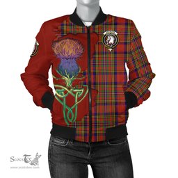 Scottish Hepburn Tartan Family Crest with Thistle and Scotland Map Tartan Plaid Bomber Jacket Scottish Plaid Tartan Plaid - ScotsTee - scotstee.com