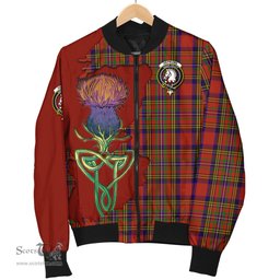 Scottish Hepburn Tartan Family Crest with Thistle and Scotland Map Tartan Plaid Bomber Jacket Scottish Plaid Tartan Plaid - ScotsTee - scotstee.com