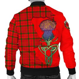 Scottish MacDonell of Keppoch Modern Tartan Family Crest with Thistle and Scotland Map Tartan Plaid Bomber Jacket Scottish Plaid Tartan Plaid - ScotsTee - scotstee.com