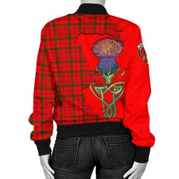 Scottish MacDonell of Keppoch Modern Tartan Family Crest with Thistle and Scotland Map Tartan Plaid Bomber Jacket Scottish Plaid Tartan Plaid - ScotsTee - scotstee.com