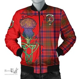Scottish Lumsden Modern Tartan Family Crest with Thistle and Scotland Map Tartan Plaid Bomber Jacket Scottish Plaid Tartan Plaid - ScotsTee - scotstee.com