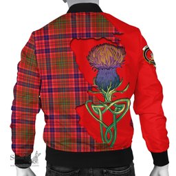 Scottish Lumsden Modern Tartan Family Crest with Thistle and Scotland Map Tartan Plaid Bomber Jacket Scottish Plaid Tartan Plaid - ScotsTee - scotstee.com