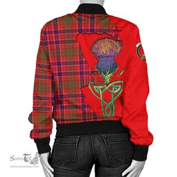 Scottish Lumsden Modern Tartan Family Crest with Thistle and Scotland Map Tartan Plaid Bomber Jacket Scottish Plaid Tartan Plaid - ScotsTee - scotstee.com