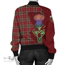 Scottish Lindsay Weathered Tartan Family Crest with Thistle and Scotland Map Tartan Plaid Bomber Jacket Scottish Plaid Tartan Plaid - ScotsTee - scotstee.com