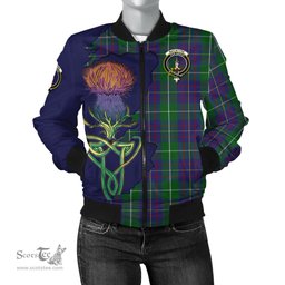 Scottish MacIntyre Inglis Tartan Family Crest with Thistle and Scotland Map Tartan Plaid Bomber Jacket Scottish Plaid Tartan Plaid - ScotsTee - scotstee.com