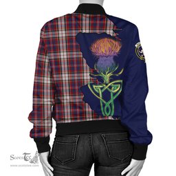 Scottish MacFarlane Dress Tartan Family Crest with Thistle and Scotland Map Tartan Plaid Bomber Jacket Scottish Plaid Tartan Plaid - ScotsTee - scotstee.com