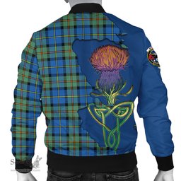 Scottish MacLeod of Harris Ancient Tartan Family Crest with Thistle and Scotland Map Tartan Plaid Bomber Jacket Scottish Plaid Tartan Plaid - ScotsTee - scotstee.com