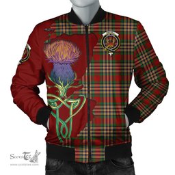 Scottish MacGill Tartan Family Crest with Thistle and Scotland Map Tartan Plaid Bomber Jacket Scottish Plaid Tartan Plaid - ScotsTee - scotstee.com