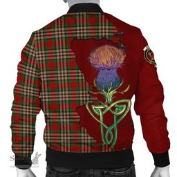 Scottish MacGill Tartan Family Crest with Thistle and Scotland Map Tartan Plaid Bomber Jacket Scottish Plaid Tartan Plaid - ScotsTee - scotstee.com