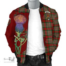 Scottish MacGill Tartan Family Crest with Thistle and Scotland Map Tartan Plaid Bomber Jacket Scottish Plaid Tartan Plaid - ScotsTee - scotstee.com