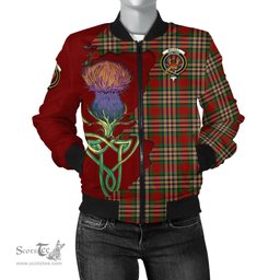 Scottish MacGill Tartan Family Crest with Thistle and Scotland Map Tartan Plaid Bomber Jacket Scottish Plaid Tartan Plaid - ScotsTee - scotstee.com