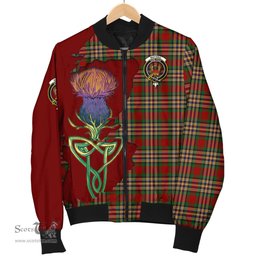 Scottish MacGill Tartan Family Crest with Thistle and Scotland Map Tartan Plaid Bomber Jacket Scottish Plaid Tartan Plaid - ScotsTee - scotstee.com
