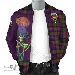 Scottish MacDonald Modern Tartan Family Crest with Thistle and Scotland Map Tartan Plaid Bomber Jacket Scottish Plaid Tartan Plaid - ScotsTee - scotstee.com